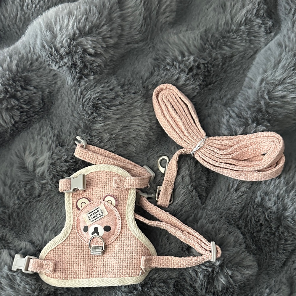 Pink Bear Design Small Animal  Harness
